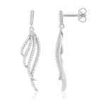 Boucles d'oreilles argent 925 et zirconias ailes - vue 1