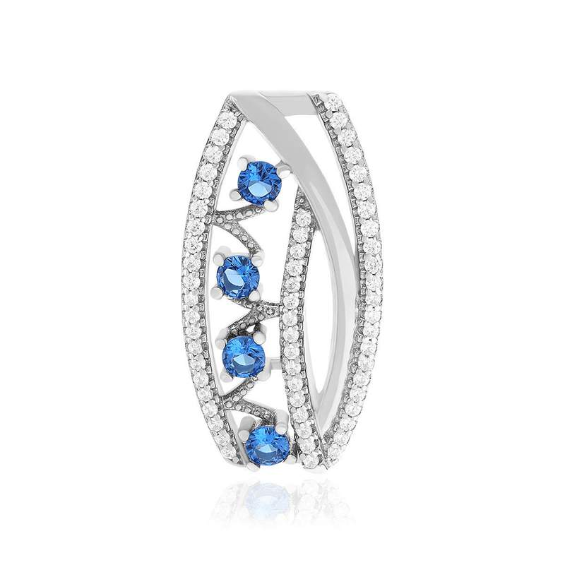 Pendentif argent 925 et zirconias bleus - vue 1