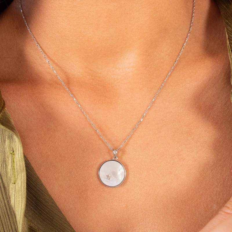 Pendentif argent 925 nacres étoile - vue porté 1