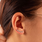 Boucles d'oreilles argent coeurs zirconias - vue porté 1