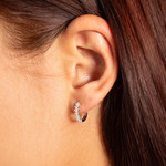 Zirconias silver hoop earrings - view worn 1