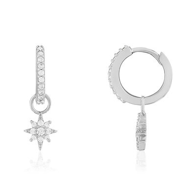 Créoles argent zirconias et pampilles étoiles des vents - vue 1