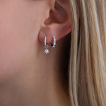 Créoles argent zirconias et pampilles étoiles des vents - vue porté 1