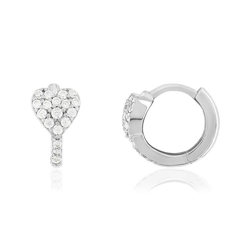 Créoles argent coeurs zirconias - vue 1