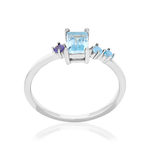 Bague argent 925 rhodié topazes traitées et pierre synthétique violette - vue 1