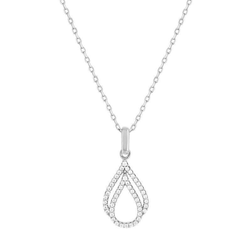 Collier argent 925 et zirconias 45cm - vue 1