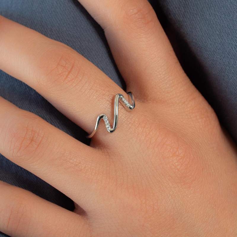 Bague argent 925 et zirconias - vue porté 1