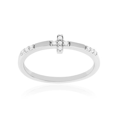Bague argent 925 et zirconias - vue 1