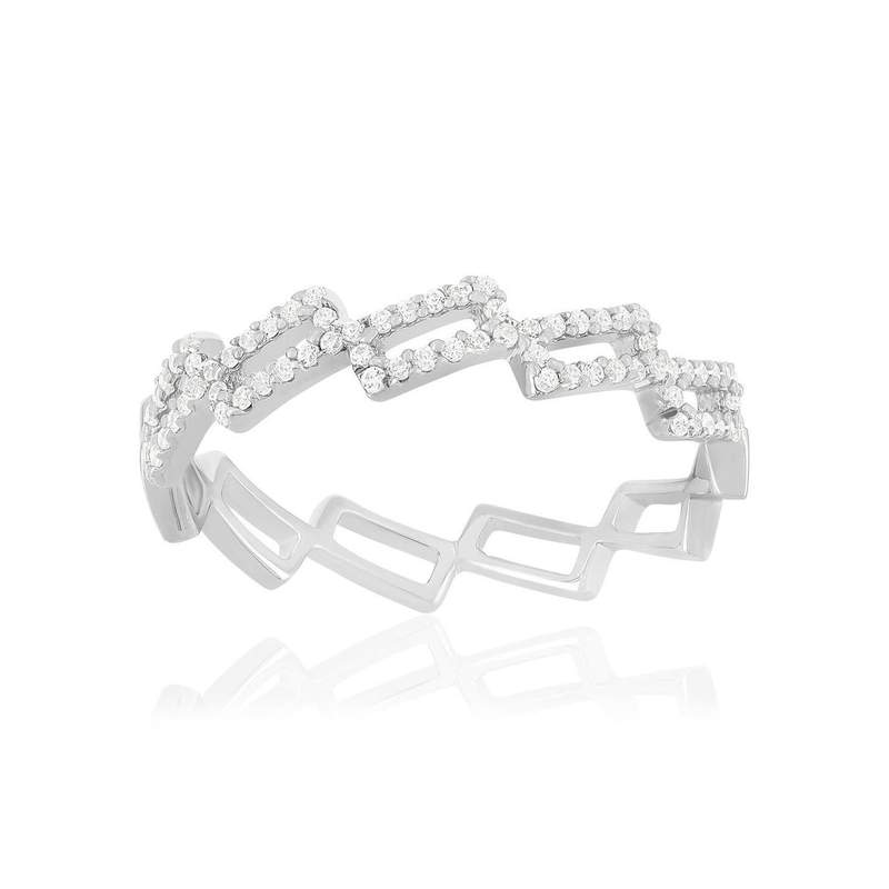 Bague argent 925 et zirconias - vue 1