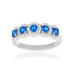 Bague argent 925 pierre synthétiques bleues et zirconias - vue 1