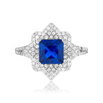 925 silver ring with blue synthetic stone and zirconias - view 3