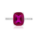 Bague argent 925 rubis synthétique rouge et zirconias - vue 3