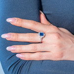 Bague argent 925 rubis synthétique rouge et zirconias - vue porté 1