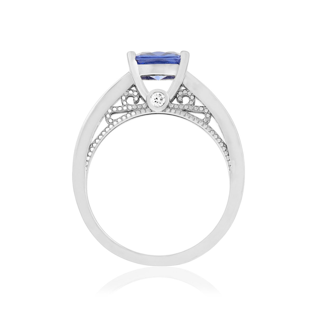 Bague argent 925 zirconias bleu et blanc - vue 2