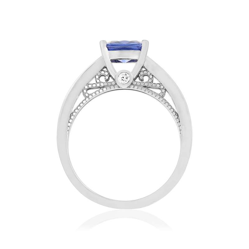 Bague argent 925 zirconias bleu et blanc - vue 2