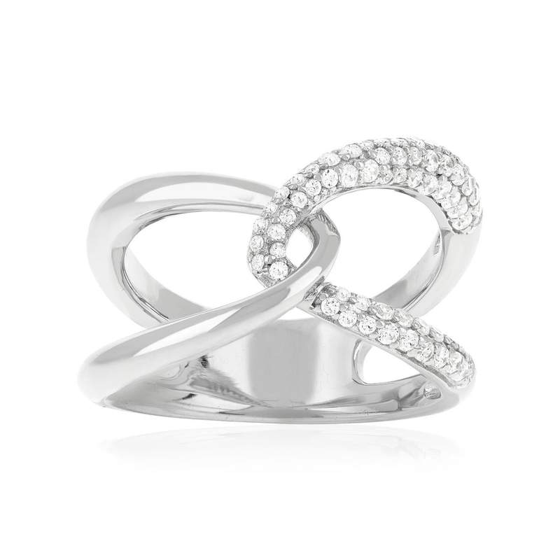 Bague argent 925 et zirconias - vue 1