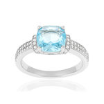 Bague argent 925 pierre synthétique bleue et zirconias - vue 1