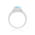 Bague argent 925 pierre synthétique bleue et zirconias - vue 2