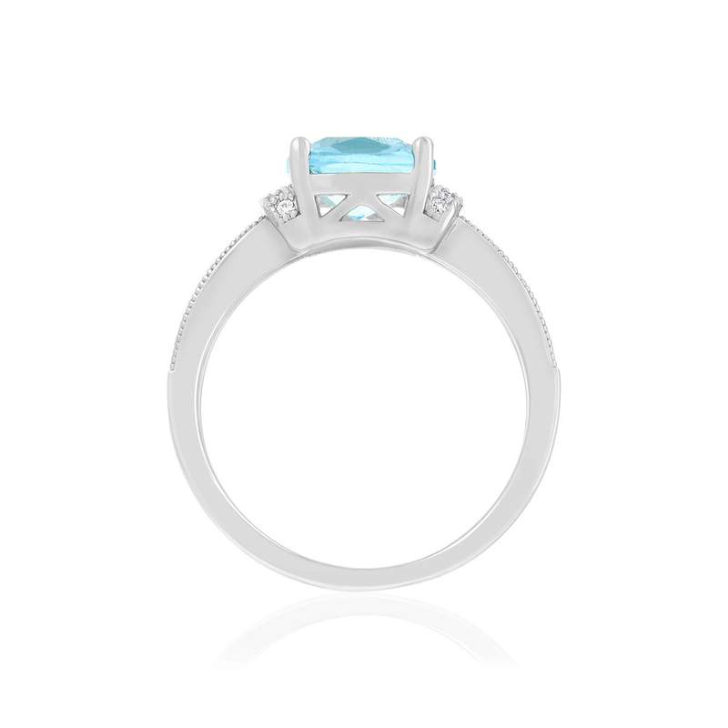 Bague argent 925 pierre synthétique bleue et zirconias - vue 2