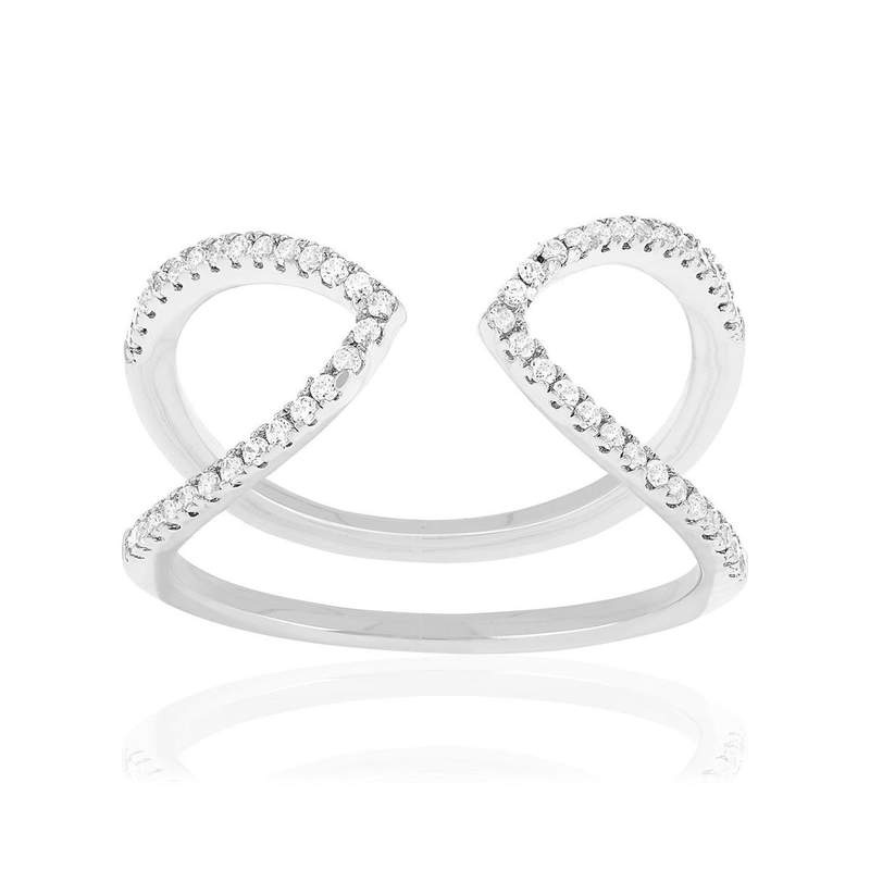 Bague argent 925 et zirconias - vue 1