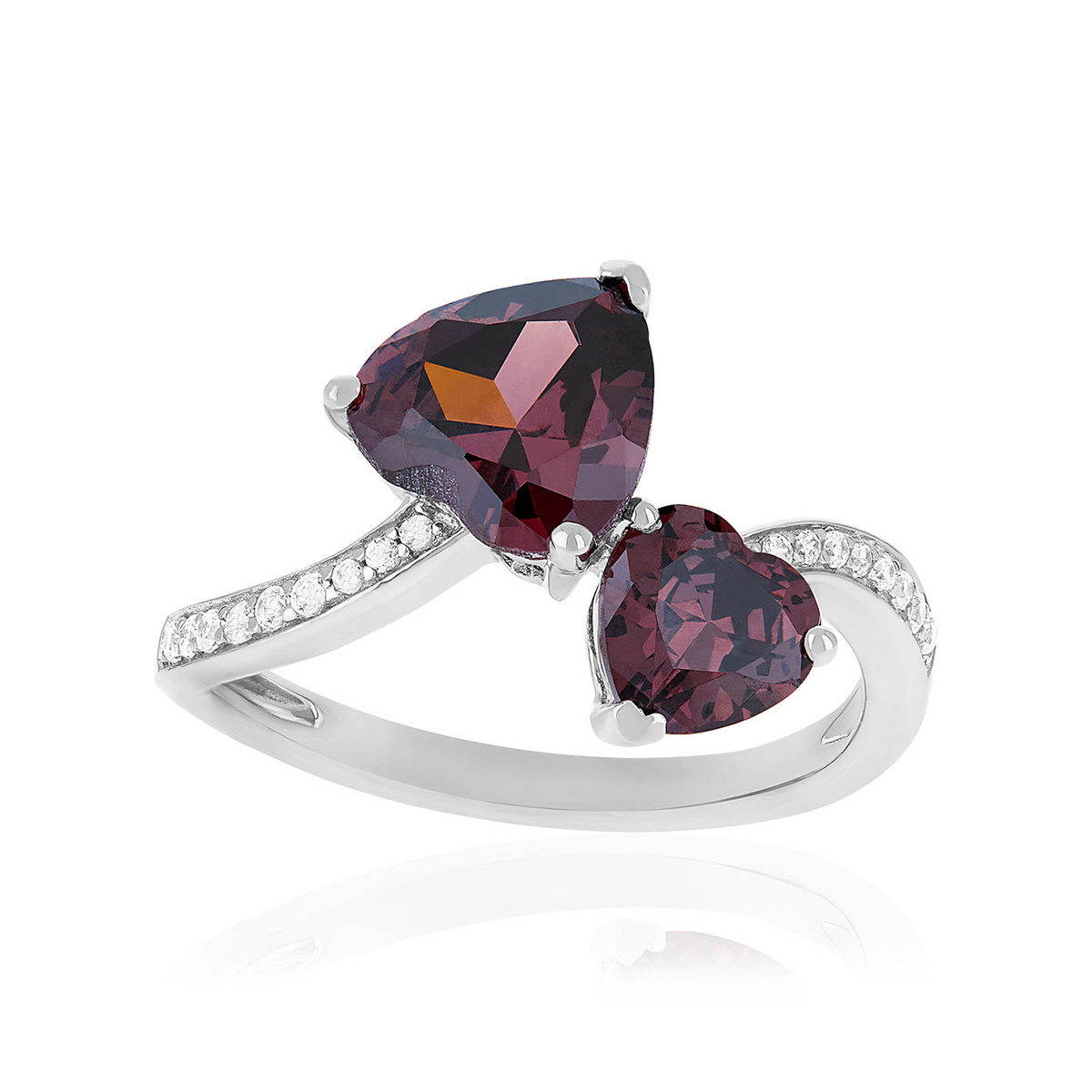 Bague argent 925 zirconias violet et blanc