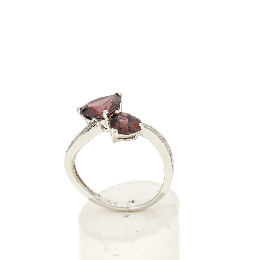 Bague argent 925 zirconias violet et blanc - vue 2