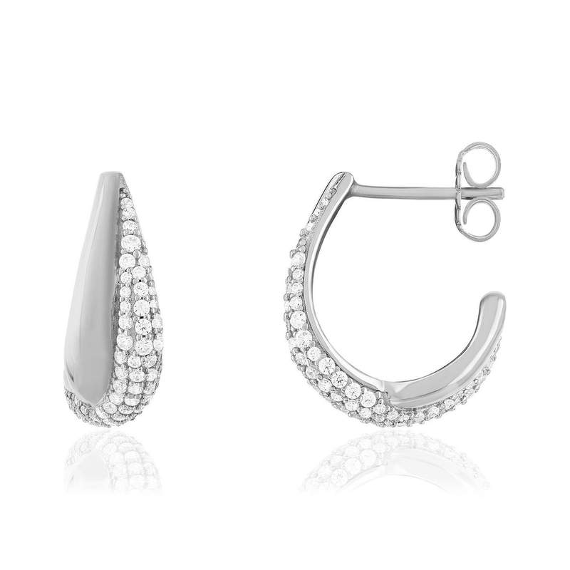 Boucles d'oreilles argent 925 et zirconias - vue 1
