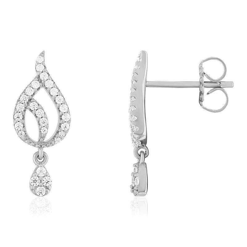 Boucles d'oreilles argent 925 et zirconias - vue 1