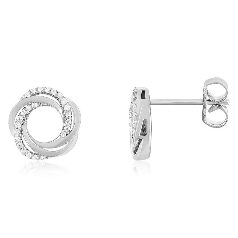 Boucles d'oreilles argent 925 et zirconias - vue 1