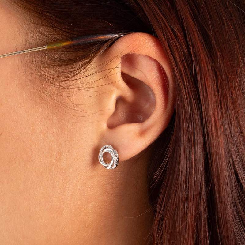 Boucles d'oreilles argent 925 et zirconias - vue porté 1