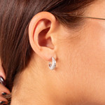 Half hoop earrings silver 925 and zirconias 14mm - view worn 1