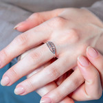 Bague argent 925 motif feuille - vue porté 1