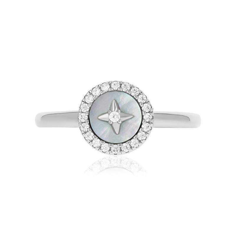Bague argent 925 nacre et zirconias - vue 3