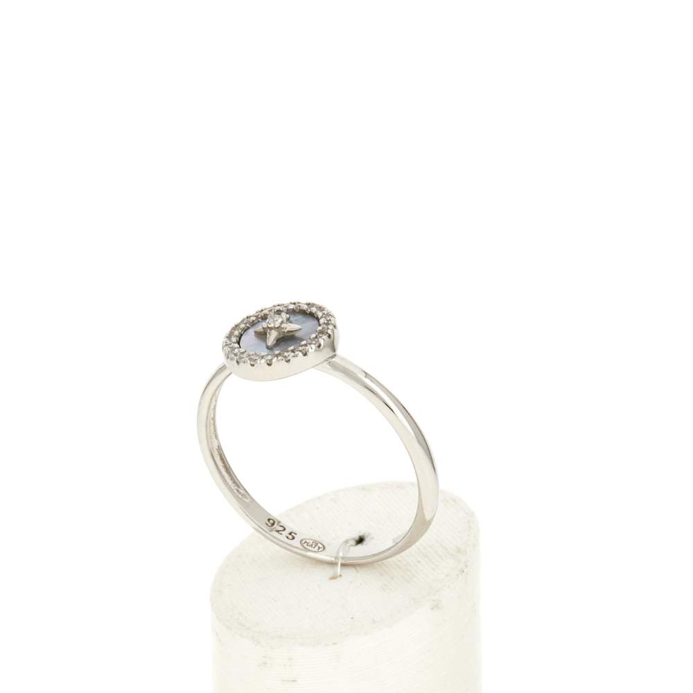 Bague argent 925 nacre et zirconias - vue 3