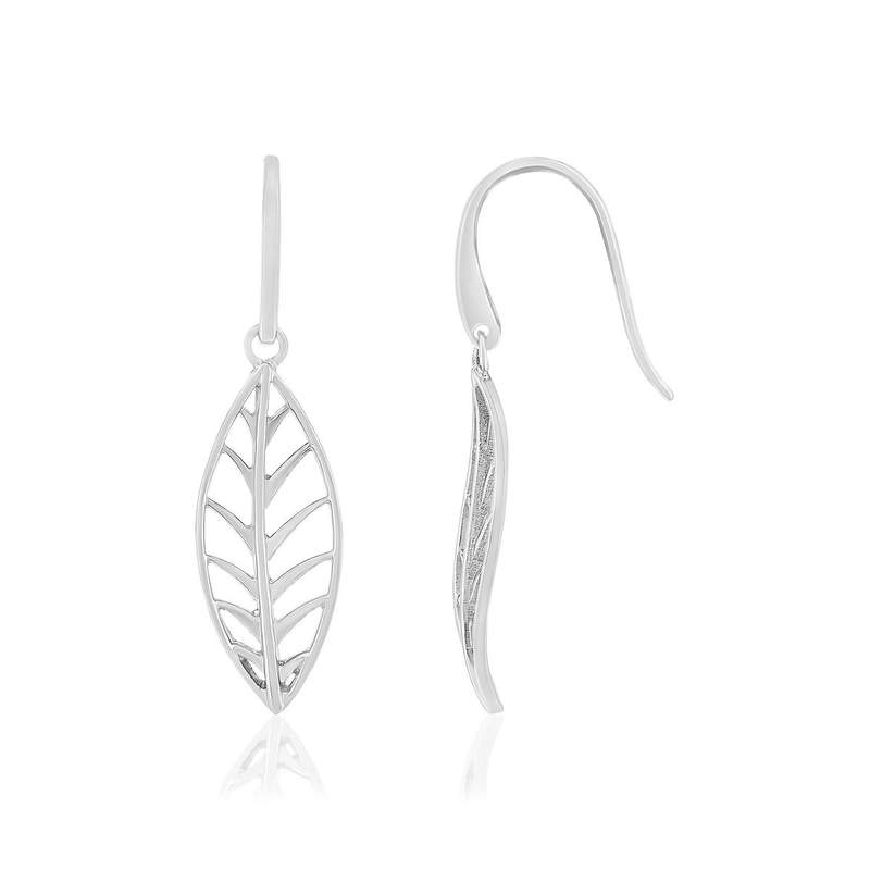 Boucles d'oreilles argent 925 motif feuille - vue 1