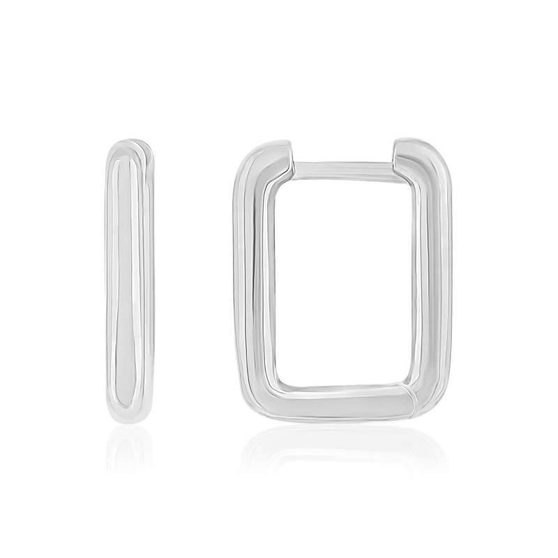 Créoles argent 925 rectangulaires - vue 1