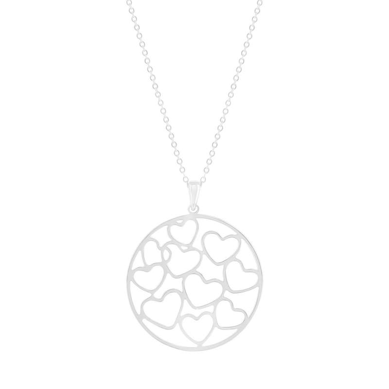 Collier argent 925 motif coeurs 45cm - vue 1