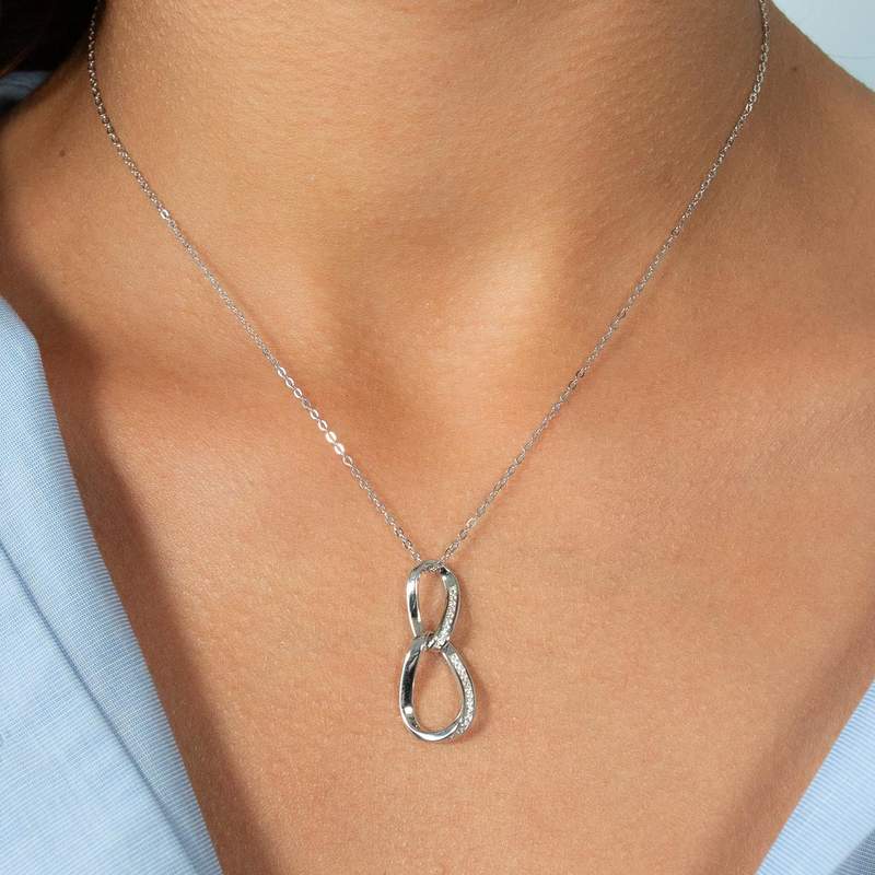 Collier argent 925 et zirconias 45cm - vue porté 1
