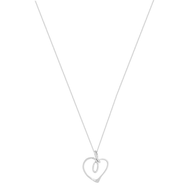 Collier argent 925 et zirconias coeur 45cm - vue 2