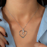 Collier argent 925 et zirconias coeur 45cm - vue porté 1