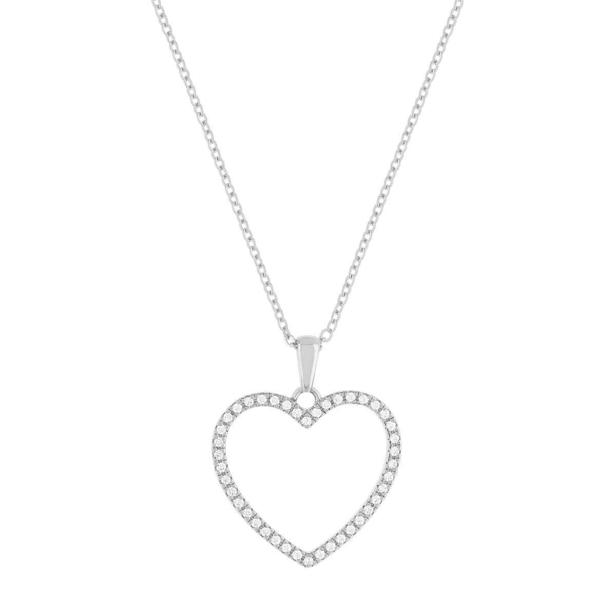 Collier argent 925 et zirconias coeur 45cm