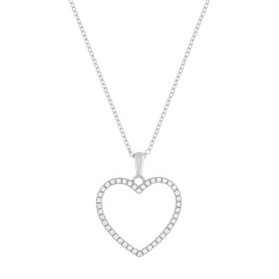 Collier argent 925 et zirconias coeur 45cm - vue 1