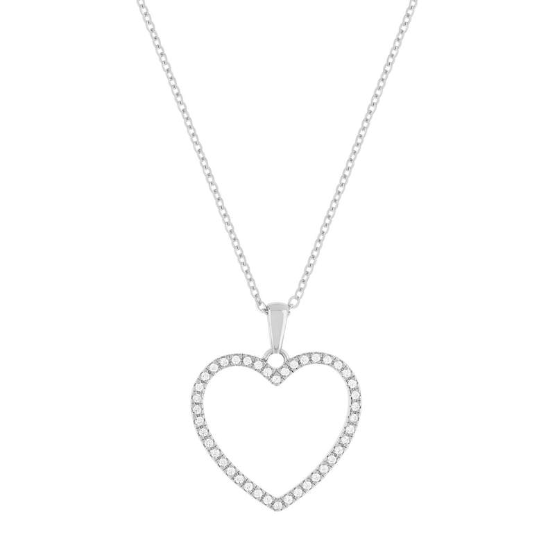 Collier argent 925 et zirconias coeur 45cm - vue 1
