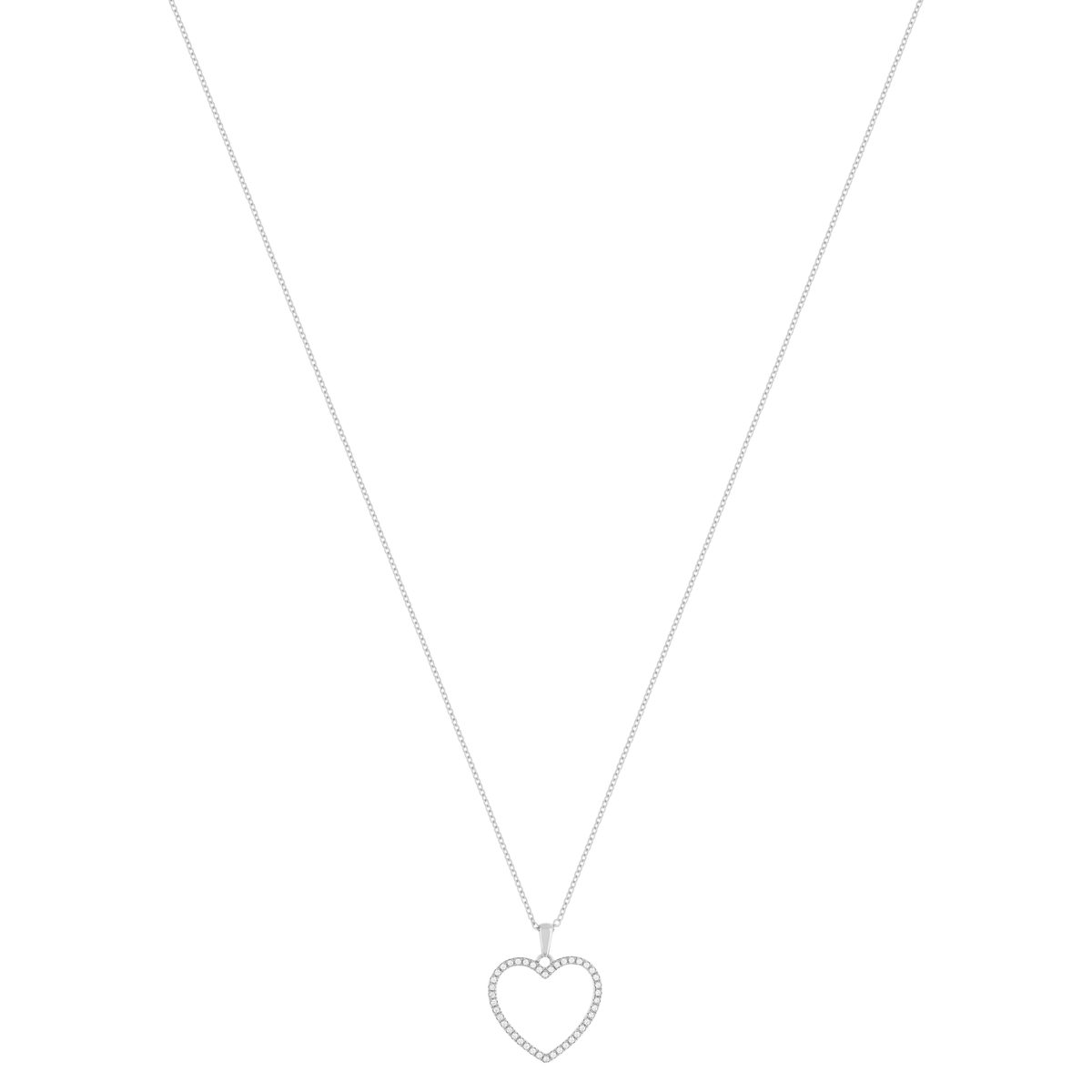 Collier argent 925 et zirconias coeur 45cm - vue 2