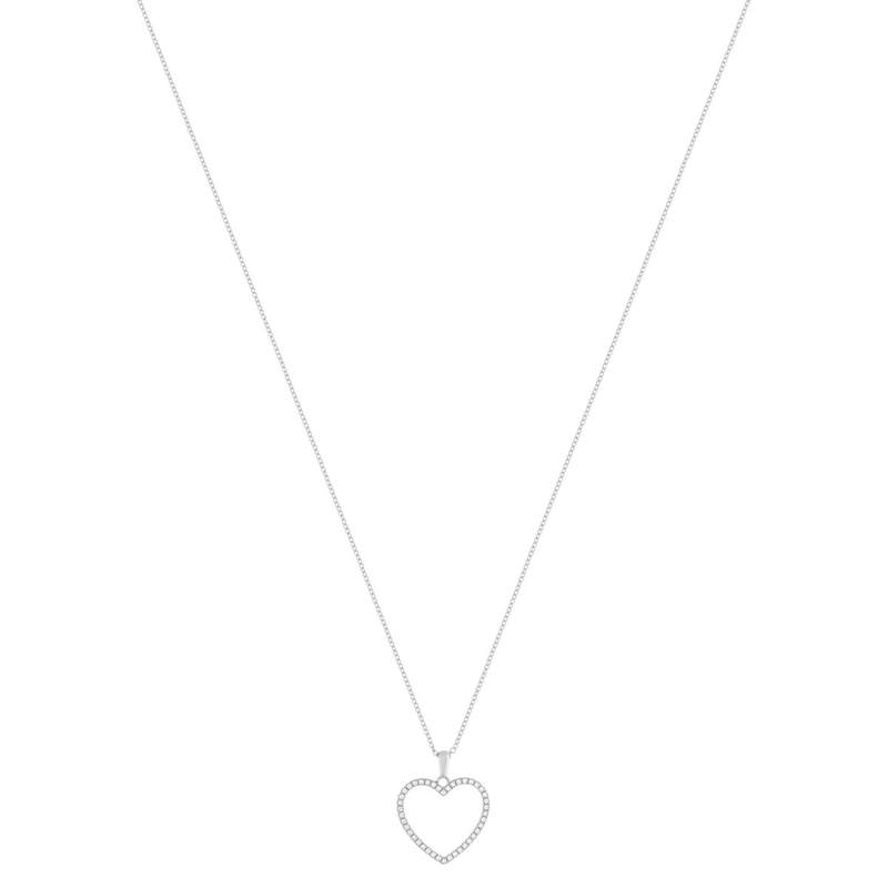 Collier argent 925 et zirconias coeur 45cm - vue 2