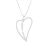 Collier argent 925 et zirconias coeur 45cm - vue 1