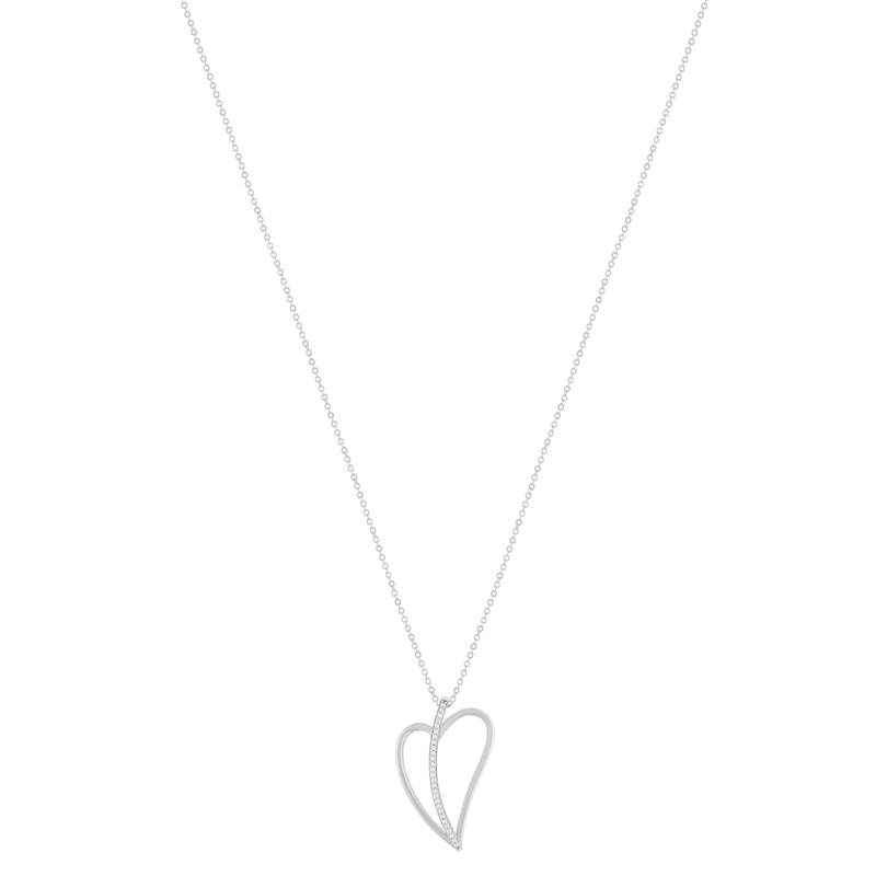925 zilver en zirkonia hart ketting 45cm - bekijk 2