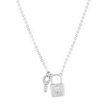 Collier argent 925 et zirconias motif cadenas 45cm - vue 1