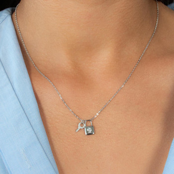 Collier argent 925 et zirconias motif cadenas 45cm