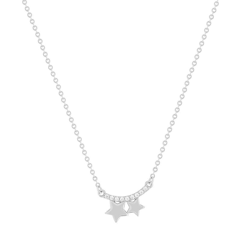 Collier argent 925 et zirconias motif étoiles 45cm - vue 1